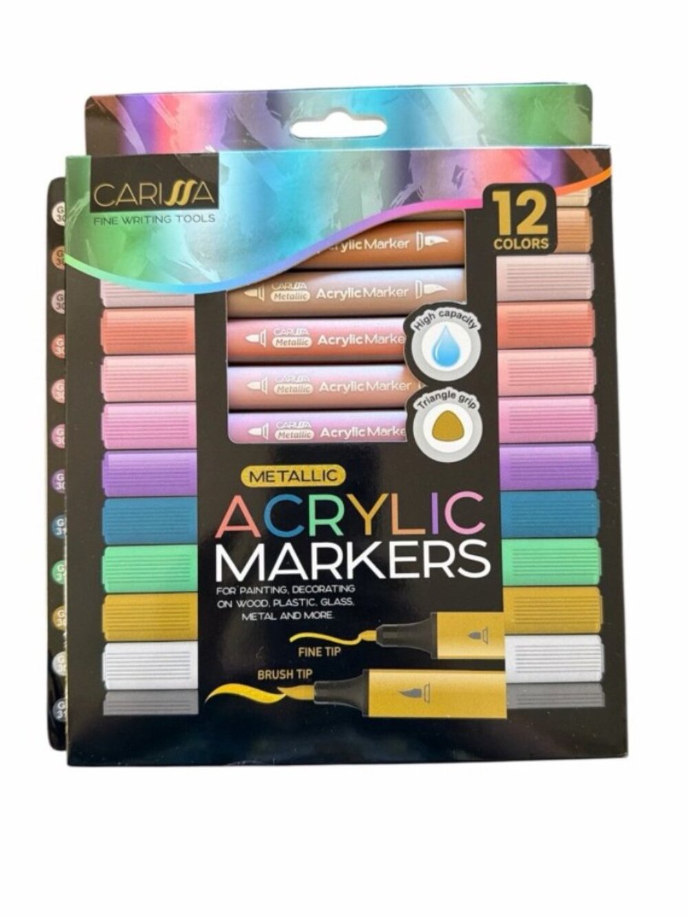 Carissa ~ Vibrant Metallic Acrylic Paint Markers ~ Set of 12